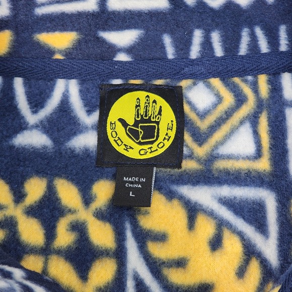 Body Glove Full-Zip Fleece Jacket Mens Size‎ Large Blue Yellow Pocket Sweatshirt - Picture 15 of 16